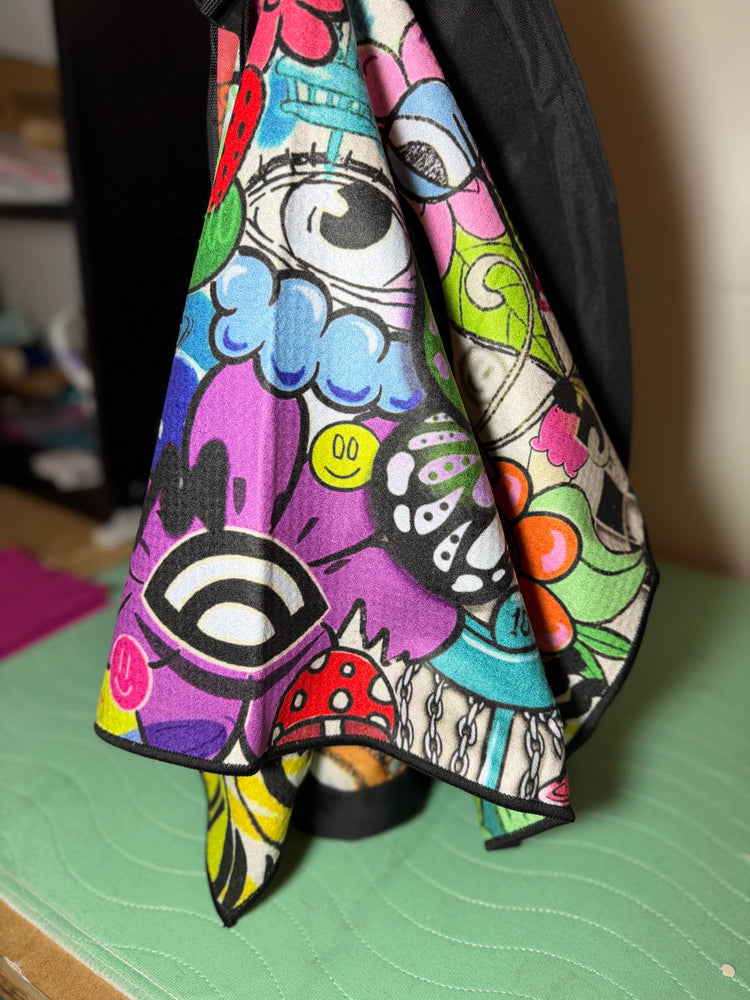 Graffiti Disc Golf Towel with Clip | Microfiber Disc Cleaner | Carbella Designs