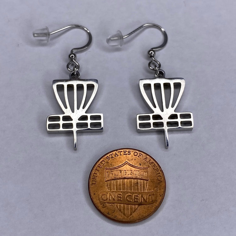 Disc Golf Basket Earrings - Gold Tone or Stainless Steel | Disc Golf Jewelry