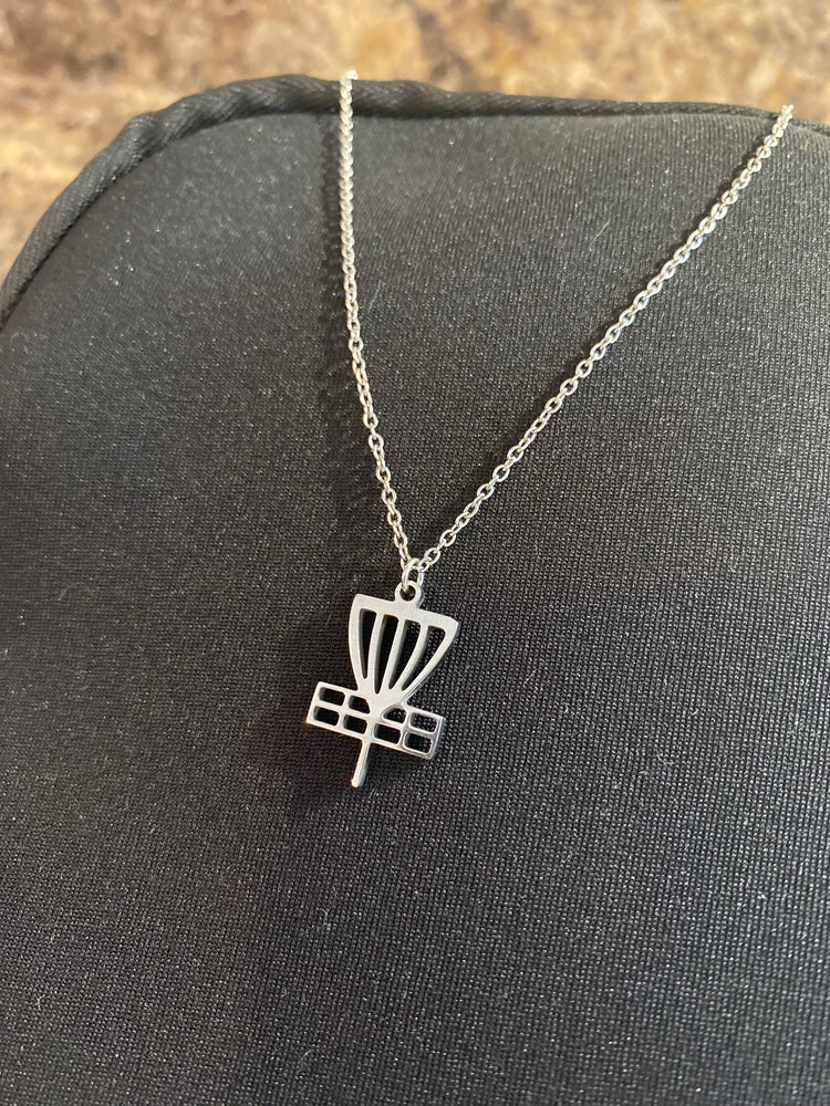 Disc Golf Basket Necklace - Gold Tone or Stainless Steel | Disc Golf Jewelry
