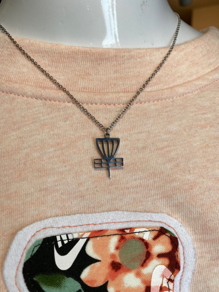 Disc Golf Basket Necklace - Gold Tone or Stainless Steel | Disc Golf Jewelry