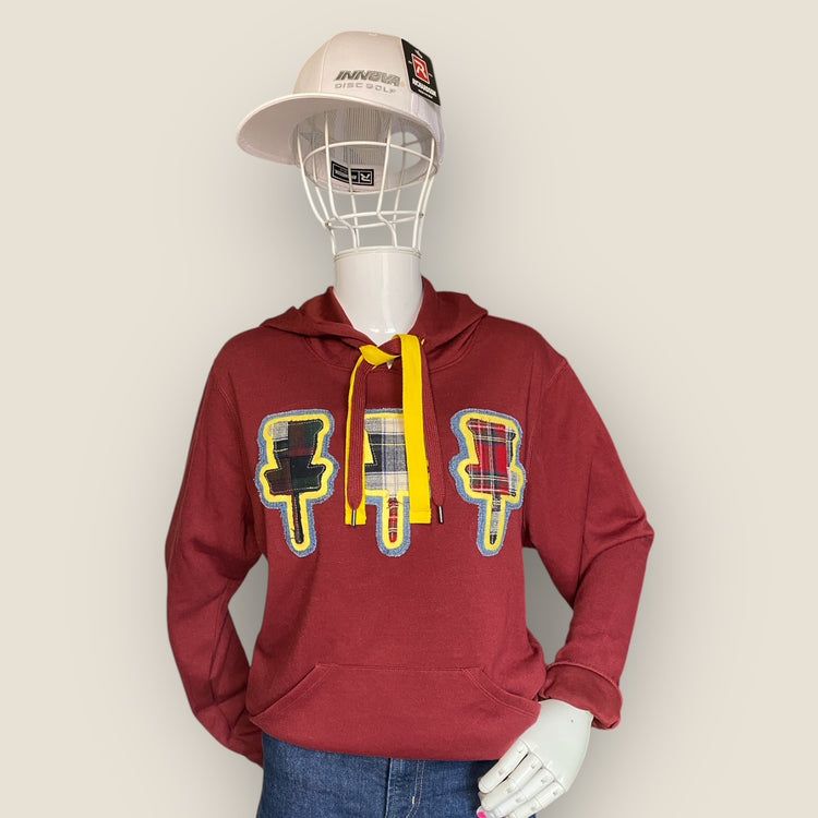 Preppy one of a kind disc golf hoodie-Maroon