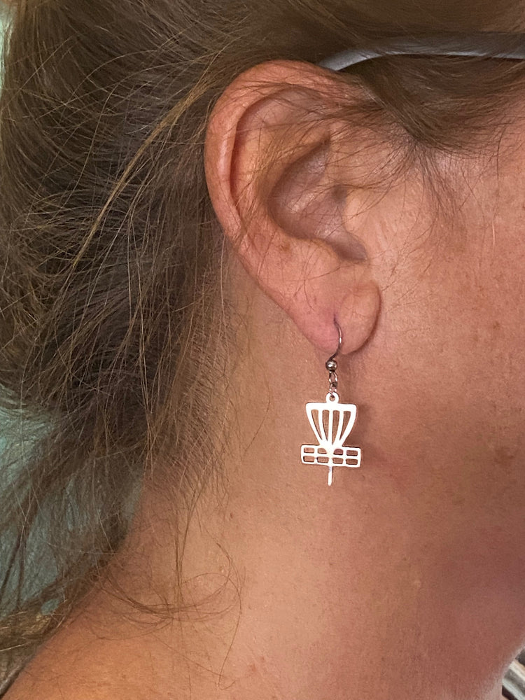 Disc Golf Basket Earrings - Gold Tone or Stainless Steel | Disc Golf Jewelry