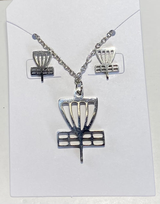Disc Golf Stainless Steel Post Earrings necklace combo