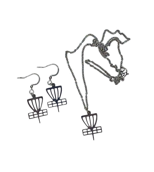 Disc Golf Stainless Steele earring and necklace combo